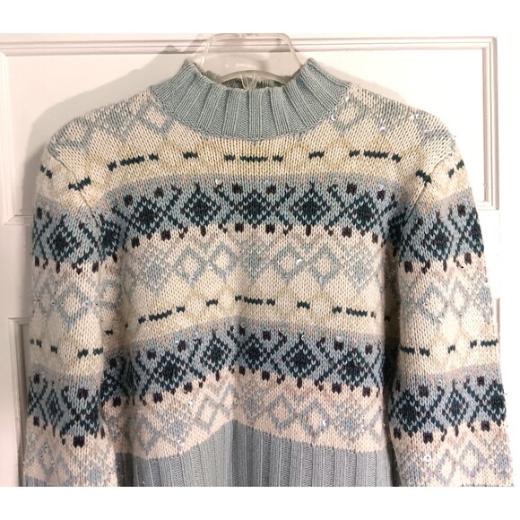 Vtg Neiman Marcus Cashmere Sweater Wn XL Lambswool Angora Fair Isle Icelandic - Picture 2 of 9